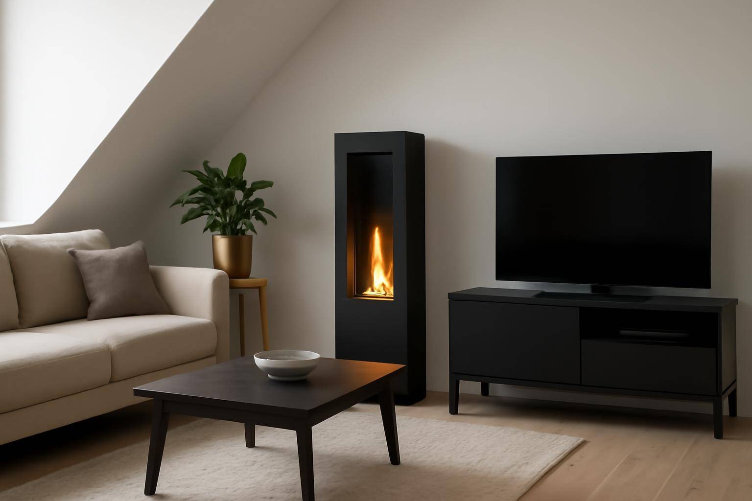 Case 1: lille stue i lejlighed (18–22 m²) - I en 3. sals lejlighed på 60 m² var stuen kun 19 m² med skråvægge. Første impuls var at vælge