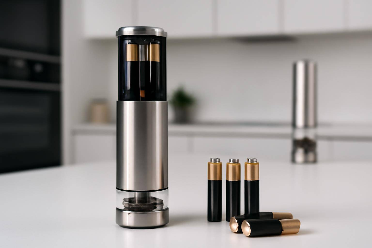 Forskelle, fordele og ulemper - Batteridrevne kværne bruger typisk 4–6 AA- eller AAA-batterier. Fordelen er fleksibilitet: løber