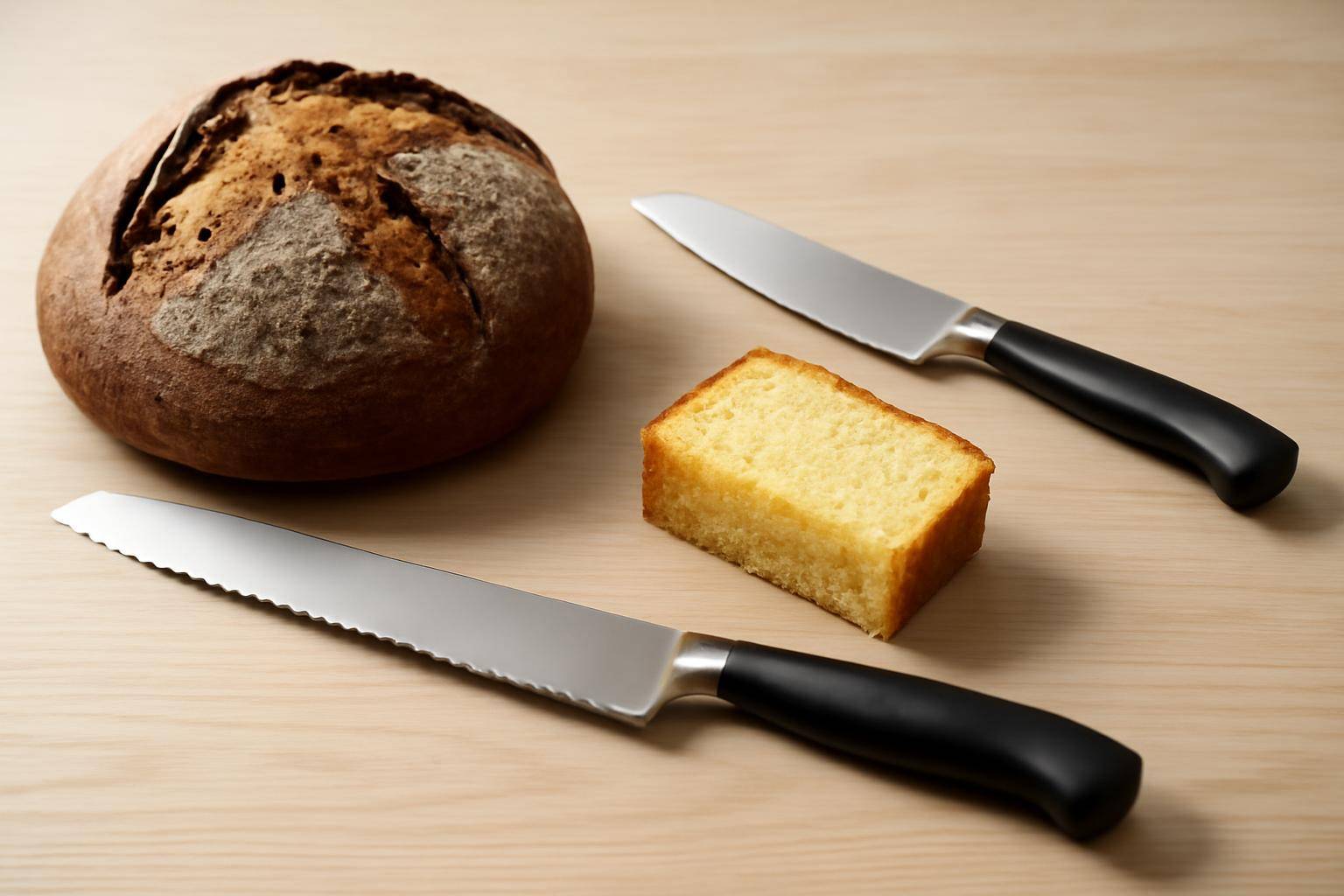 Knivsæt til brød og bagning: Brødkniv og kniv til kage - Mange spørger, om en brødkniv virkelig er nødvendig, hvis man har en god kokkekniv. ...