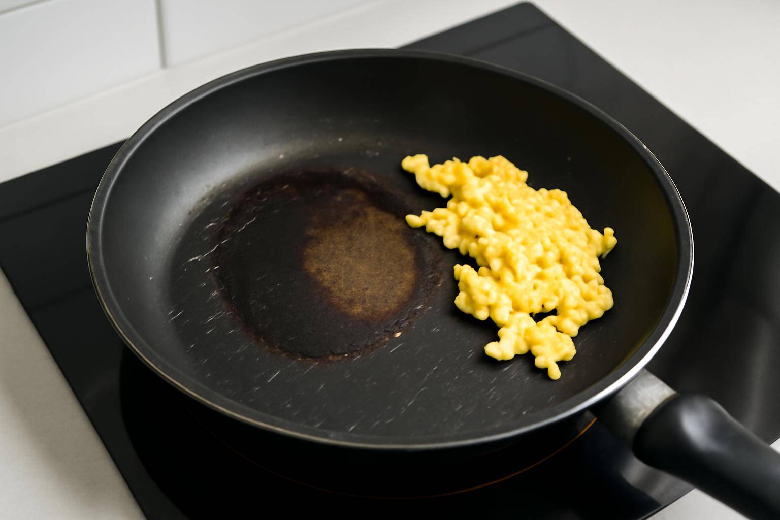 Tegn på slid, ridser og overophedning - Non-stick belægning slides uundgåeligt med tiden. Et af de tydeligste tegn er, når maden begynder