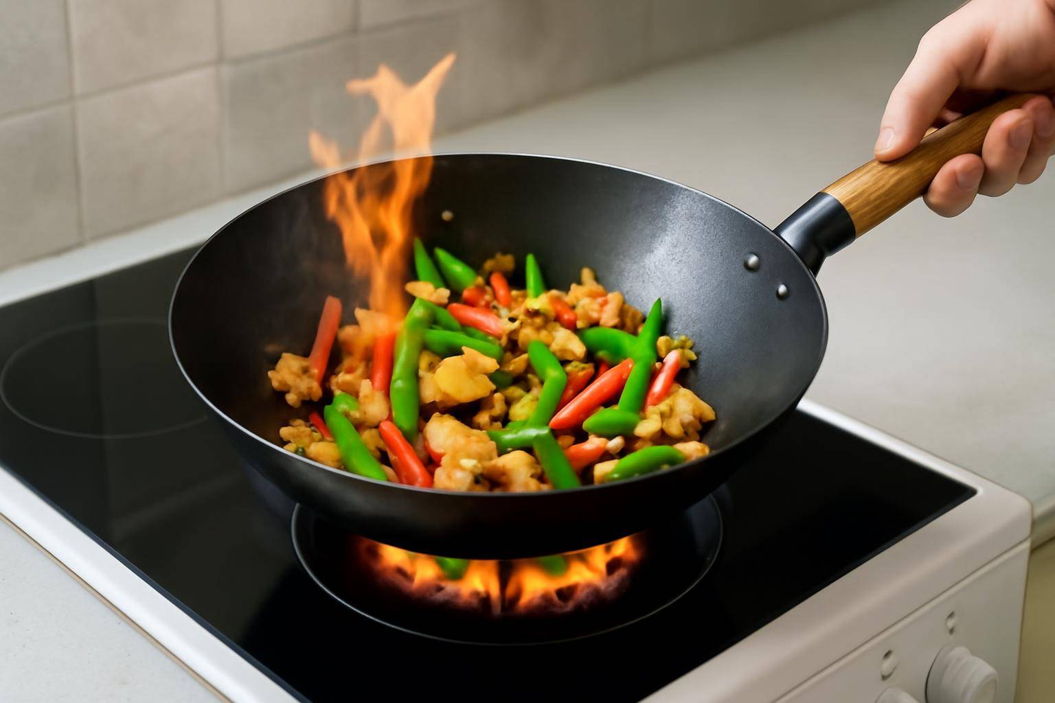 Wokpande til komfur: Rigtig wok-teknik på dansk hverdagskomfur - Wok-teknik – den klassiske stir-fry – handler om meget høj varme, hurtig til...