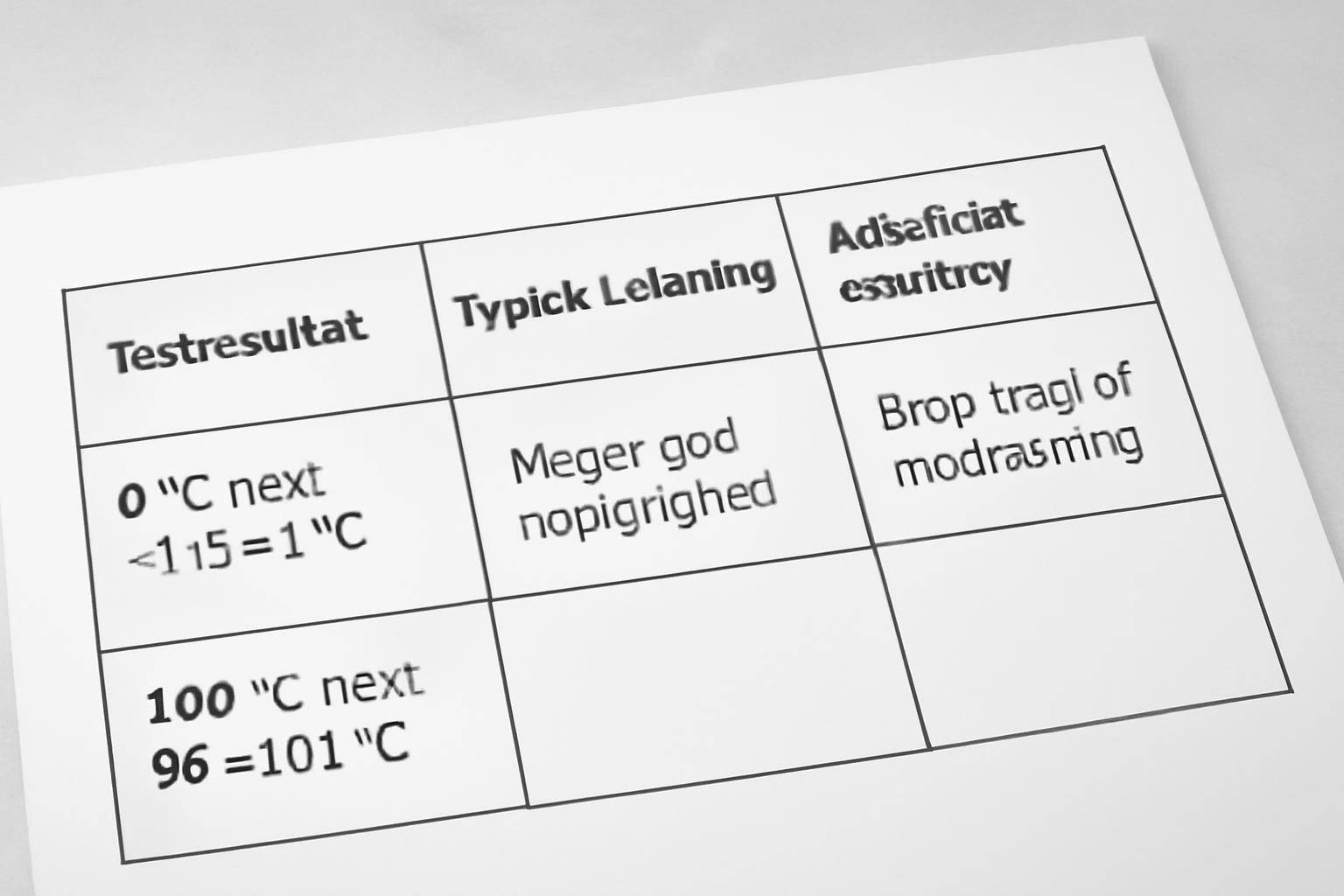 Tabel: sådan tolker du dine kalibreringstests - Tabellen her giver et hurtigt overblik over, hvordan du kan tolke resultaterne af dine isvand- og ko