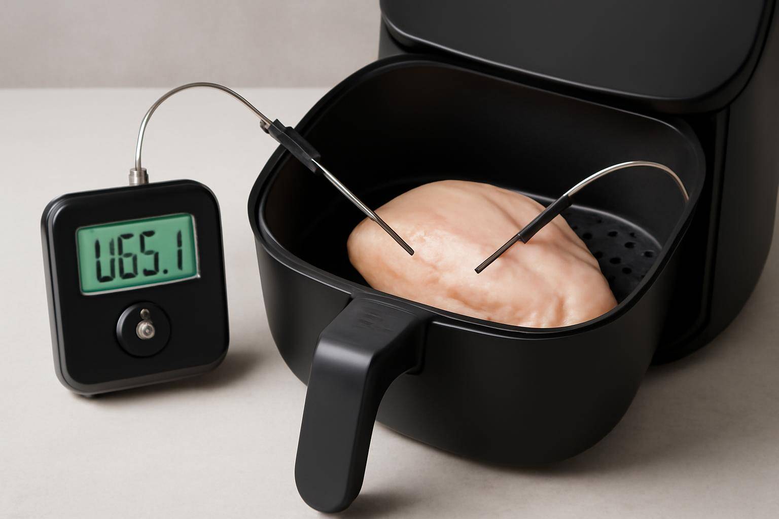 Brug af stegetermometer i airfryer trin for trin - Vælg først et termometer, der tåler høj varme og gerne er beregnet til ovn eller grill. En t...