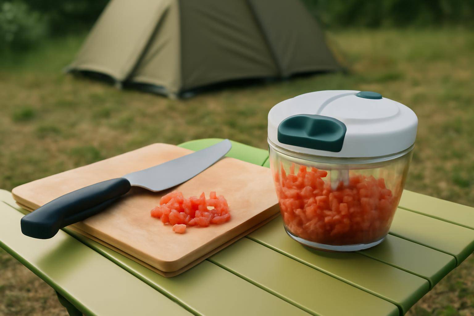 Camping vs. kniv og skærebræt - Nogle vil måske spørge: hvorfor ikke bare bruge en kniv og et skærebræt på camping? Det kan du