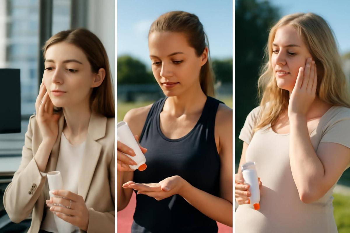 Solcreme til ansigtet for forskellige livssituationer (kontor, sport, graviditet m.m.) - Behovet for solcreme til ansigtet varierer med livsstil. H...