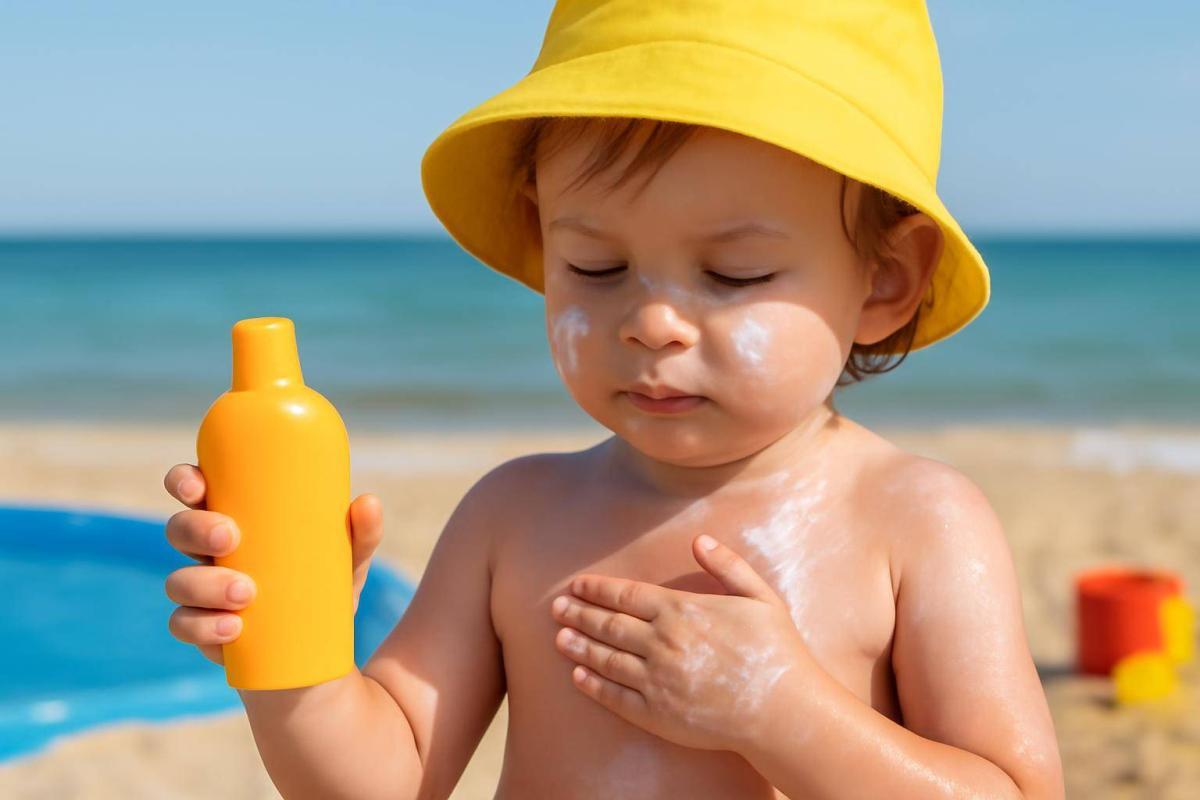 Vandfast solcreme til børn: Strand, pool og sandkasse - Ved vandleg og i sandkassen udsættes børns hud for ekstra meget sol, fordi vand og våde...