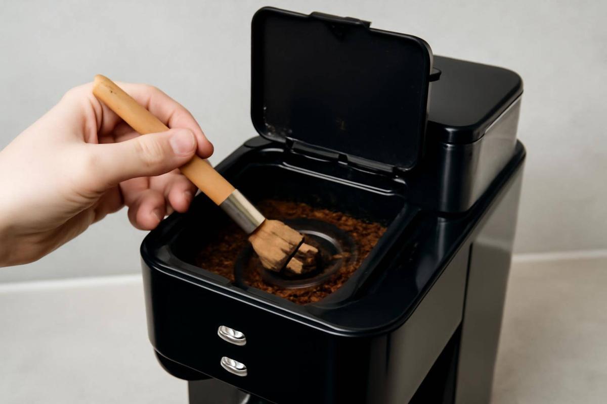 Særlige hensyn ved maskiner med kværn - Maskiner med indbygget kværn kræver ekstra vedligeholdelse, fordi gamle kafferester kan sætte sig