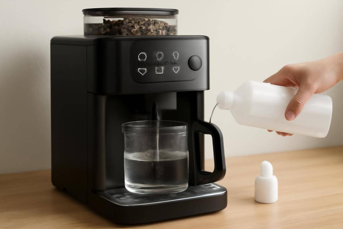 Rengøring og afkalkning af kaffemaskine med kværn: komplet guide -  - Professional illustration and visual guide