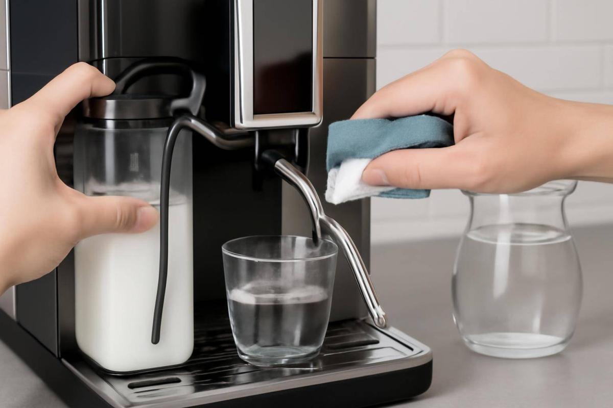 Rengøring af mælkekredsløb og dampdyse (hygiejne og fødevaresikkerhed) - Mælk er et næringsrigt produkt, der ved stuetemperatur hurtigt blive...