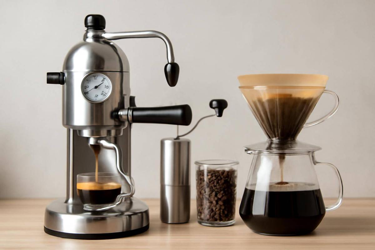 Manuel espressomaskine og håndbryg: komplet guide til den nørdede kaffeentusiast - - Professional illustration and visual guide