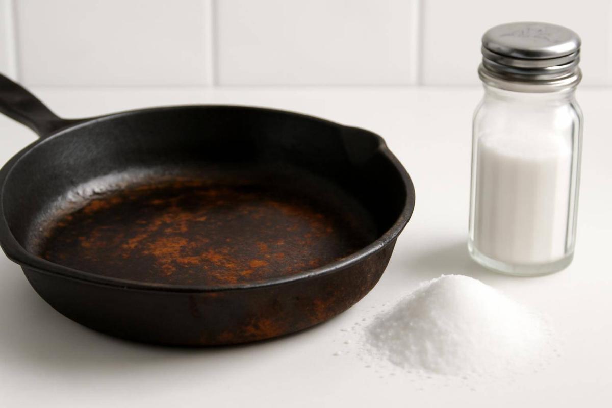Mad, salt og rust – og de bedste fade til madlavning - Madlavning kan påvirke rustudviklingen, fordi fedt og især salt kan trænge ind i små r...